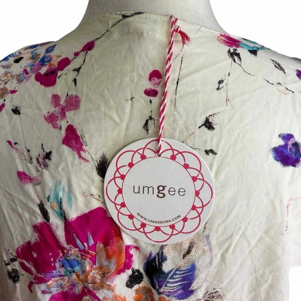 UMGEE Floral short sleeve fringe kimono Size Small Bohemian Boho Hippie Indie - Picture 5 of 10